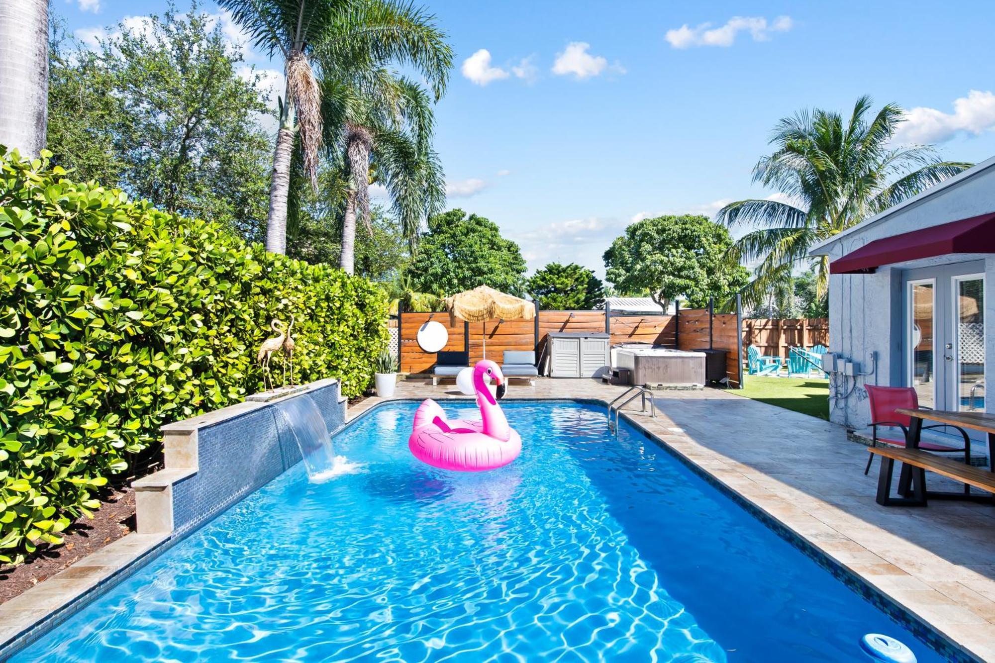 Palms Retreat! Giant Heated Pool-Hottub-Firepit-5Min2Beach-Pets-Ev Chgr Fort Lauderdale Kültér fotó